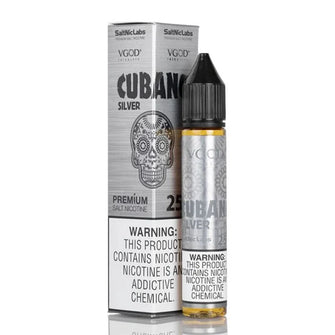 VGOD Non Iced Cubano Silver 30ML e-liquid bottle featuring Cuban cigar flavor with vanilla cream.